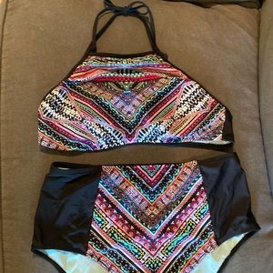 Mossimo Black and Aztec Print Bikini